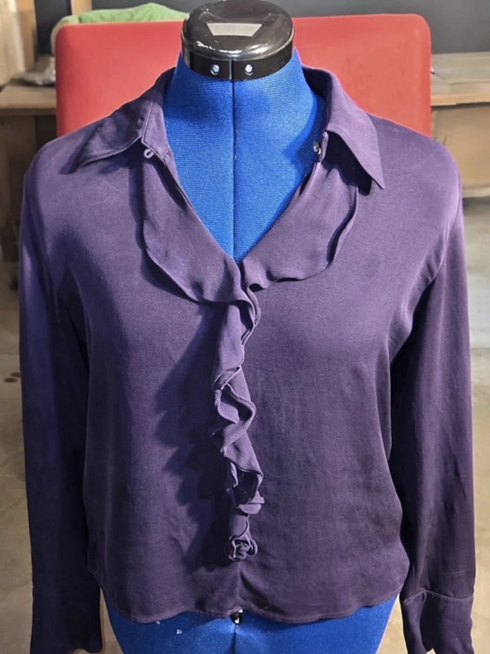 Talbots Ruffle Blouse in Purple Size 8 Like New